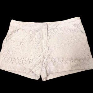 Nicole By Nicole Miller White Lace Shorts Size 4 Cotton/Nylon Blend Lined Flirty
